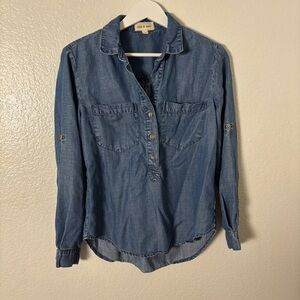 Cloth & Stone Light Blue Denim Tunic Shirt